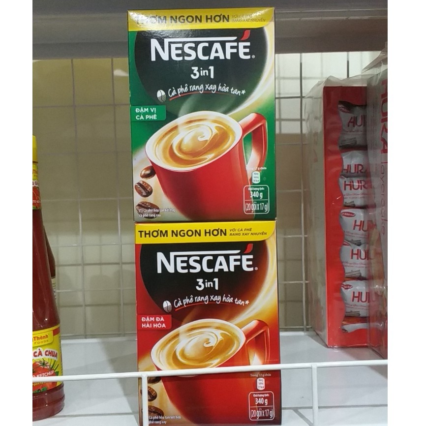 Hộp Nescafe 3in1 rang xay Đậm vị cà phê ( 20 gói x 17g) date mới