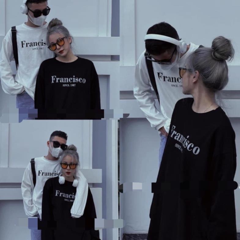 Áo Thun Tay Dài In Chữ, Số Dáng Rộng Unisex Phong Cách Hàn Quốc OVersize Nam Nữ !