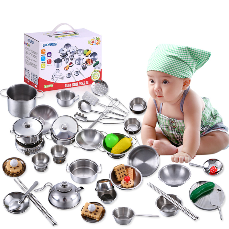 Bộ đồ chơi nấu ăn nhà bếp mini chất liệu Inox không gỉ 25 chi tiết cho bé