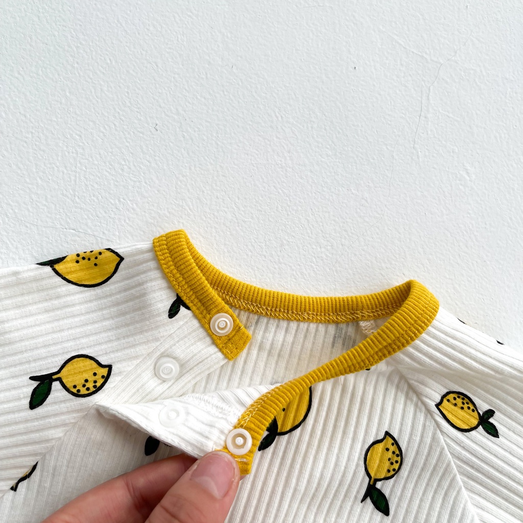 Set áo liền quần in họa tiết quả chanh dễ thương thời trang mùa thu cho bé sơ sinh