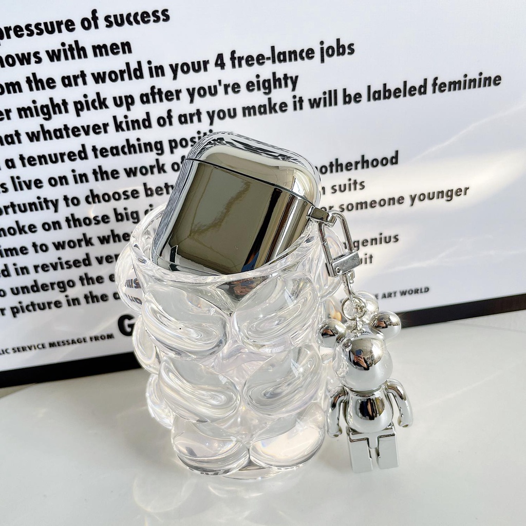 Vỏ bảo vệ hộp sạc tai nghe airpods 1/2 3 pro mạ điện chống sốc chống thấm nước họa tiết chú gấu dễ thương