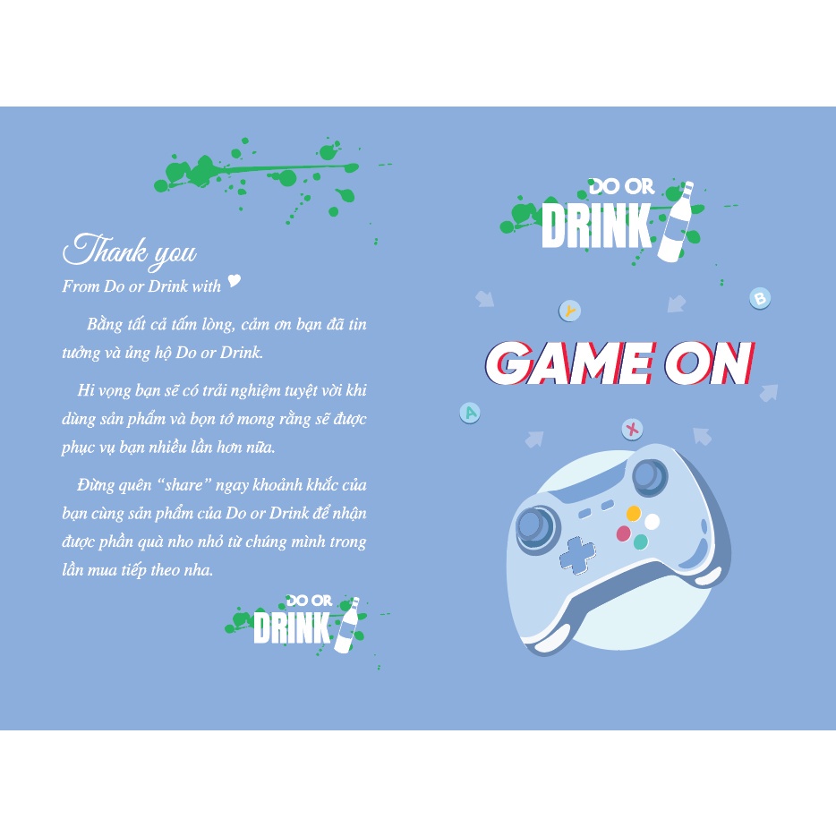 Bộ bài Drinking Game &quot;Game On&quot; nốc out trọn bộ 40 lá cho nhóm bạn, cặp đôi bùng nổ trong bữa nhậu, party game - Nock Box