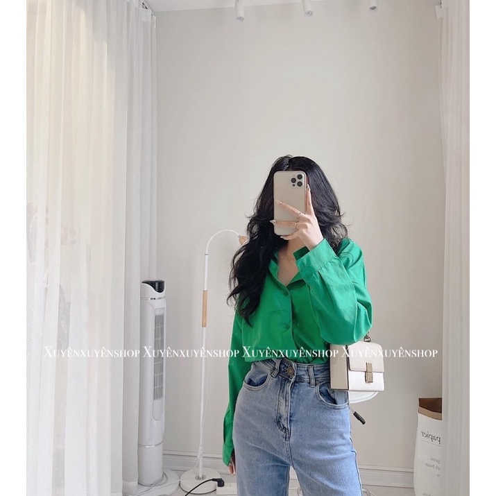 (Ảnh thật) Áo sơmi thô mềm 8 màu trơn oversize