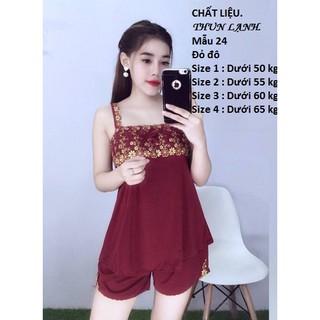 Đồ bộ thun lạnh thêu (Mã 24 - ĐÔ)