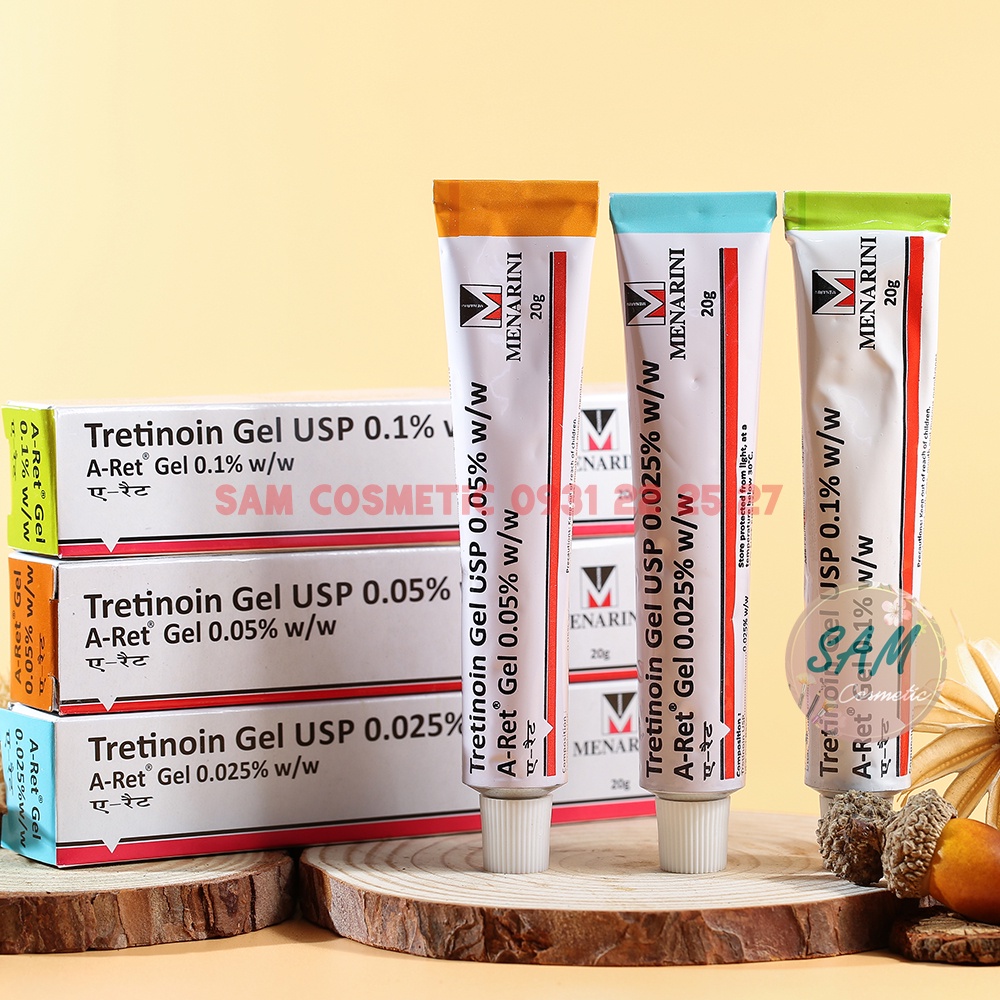 Tretinoin Aret Gel Usp 0.025%-0.05%-0.1% giúp giảm mụn, chống lão hóa.