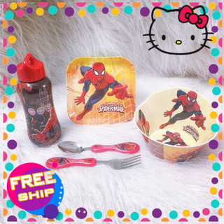 Bộ bát đĩa bình người nhện (tô muỗng nĩa Spider man)