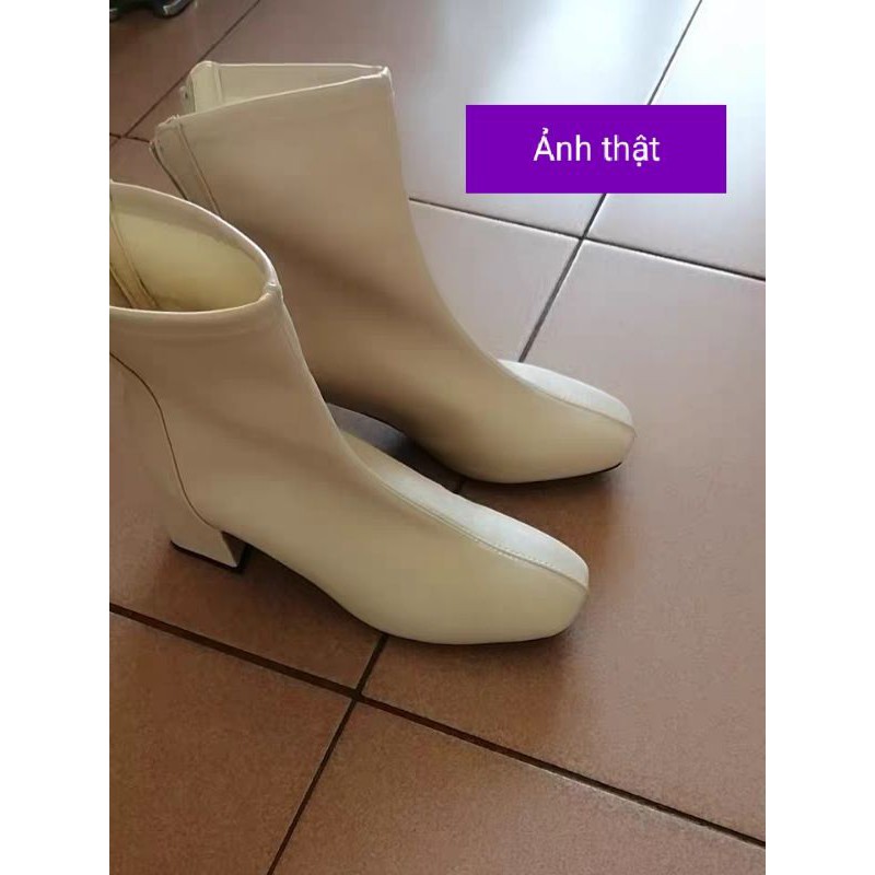 Boots, Bốt da mũi vuông cao gót, cổ ngắn kèm ảnh thật | BigBuy360 - bigbuy360.vn