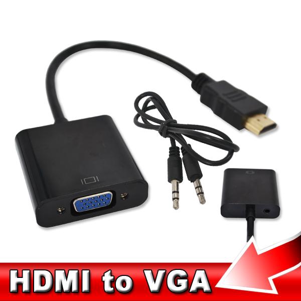 HDMI to VGA Converter Video Adapter With 3.5mm Audio Cable 1080P