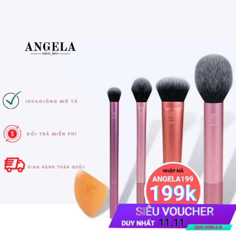 Bộ cọ trang điểm cá nhân real techniques kèm mút tán kem nền tốt angelashop
