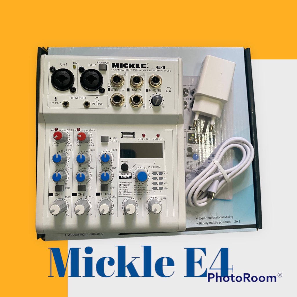 Bộ Mixer E4 Mới Nhất Tích Hợp 88 hiệu ứng hát thu âm karaoke đều chuẩn bảo hành 1 năm