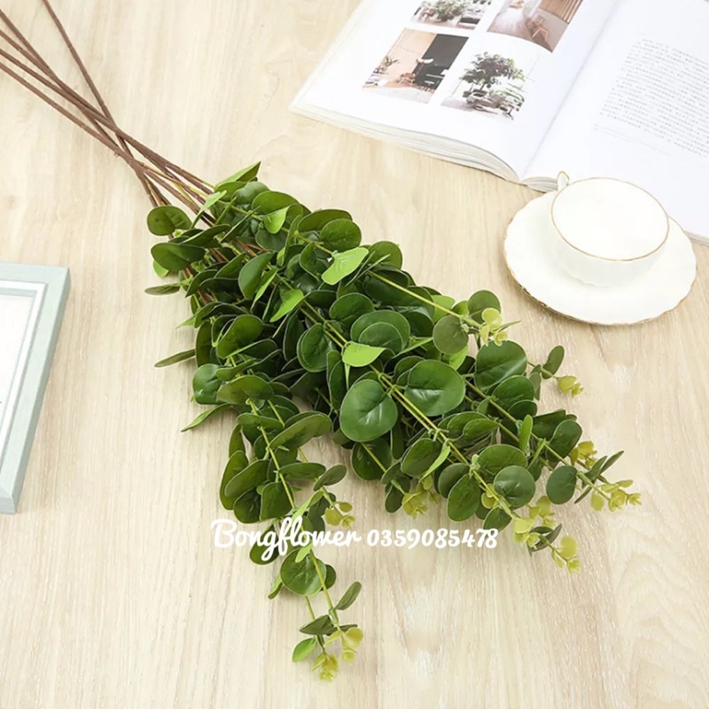 Cành lá táo giả - Cành lá bạch đàn giả 3 nhánh dài 80cm
