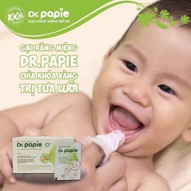 Gạc rơ lưỡi cho bé Dr Papie - khăn lau răng, rơ miệng, tưa lưỡi cho trẻ từ sơ sinh Drpapie, vệ sinh ăn dặm, mọc răng
