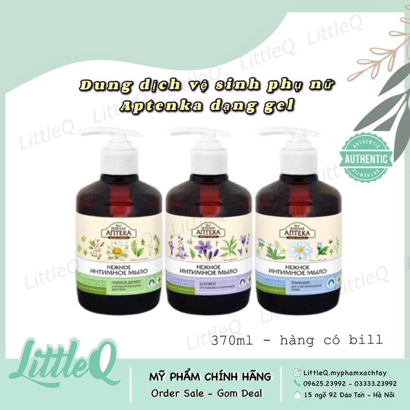 (Dạng Gel) Dung dịch vệ sinh phụ nữ Apteka Nga, sạch khuẩn, khô thoáng 370ml( có bill )