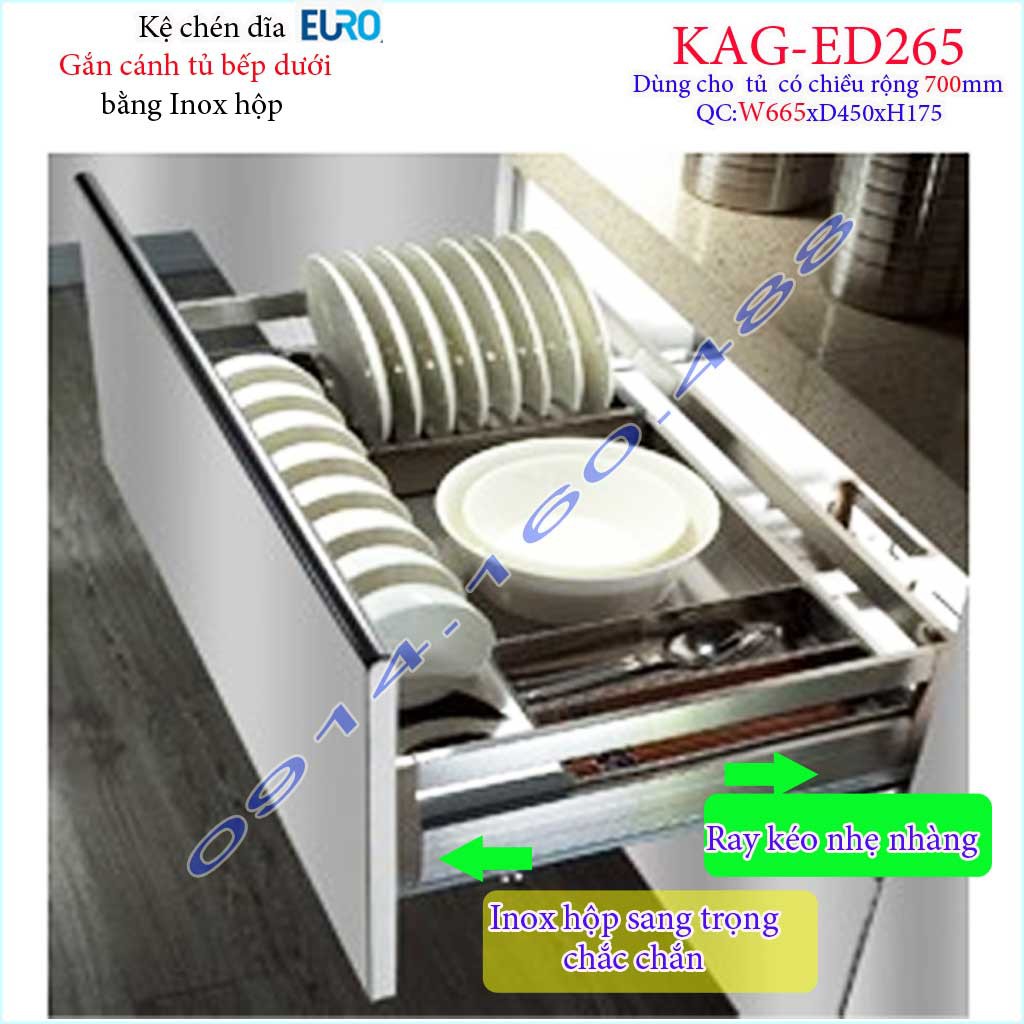 Kệ xoong nồi Euro inox hộp, Kệ đựng chén bát-nồi xoong inox hộp âm tủ ED244-60cm-70cm-75cm-80cm-90cm