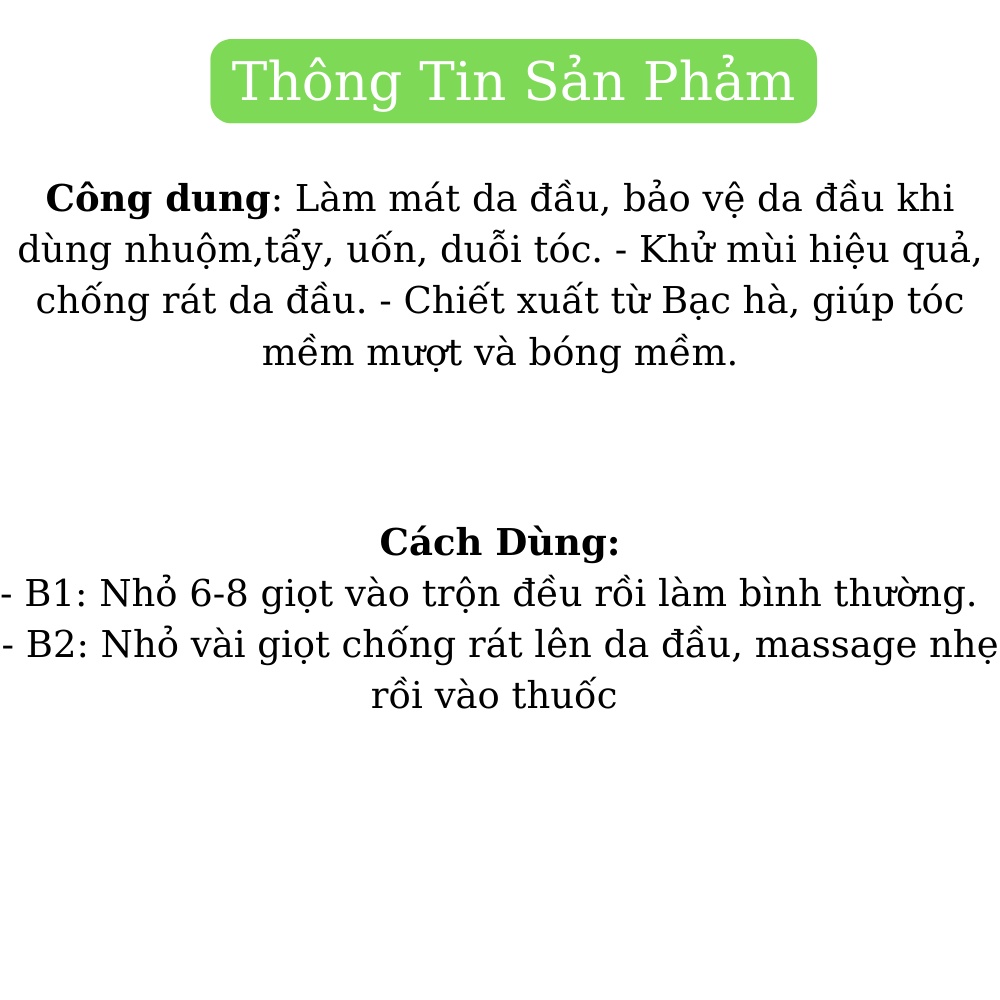 Serum chống rát da đầu, khử mùi, tăng độ bóng mượt 50ml 5ml