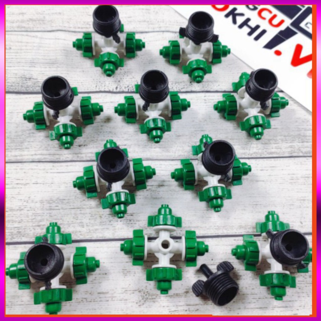 10 Béc phun sương 4 tia, kèm ren 21mm dùng tưới cây, tưới lan