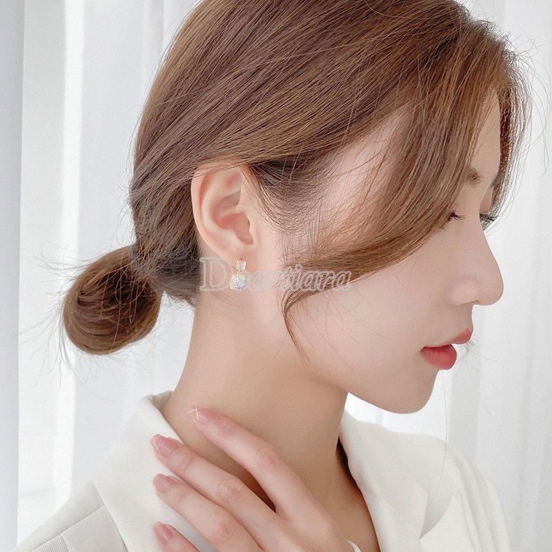 Bông Tai Đính Đá opal Giả Hình Vuông Đa Năng Cho Nữ