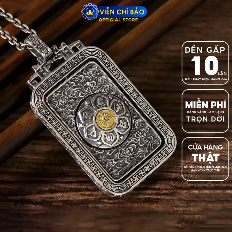 Mặt dây chuyền bạc nam Lục Tự Đại Minh Chân Ngôn xoay 360 độ chất liệu bạc Thái 925 thương hiệu Viễn Chí Bảo M100401