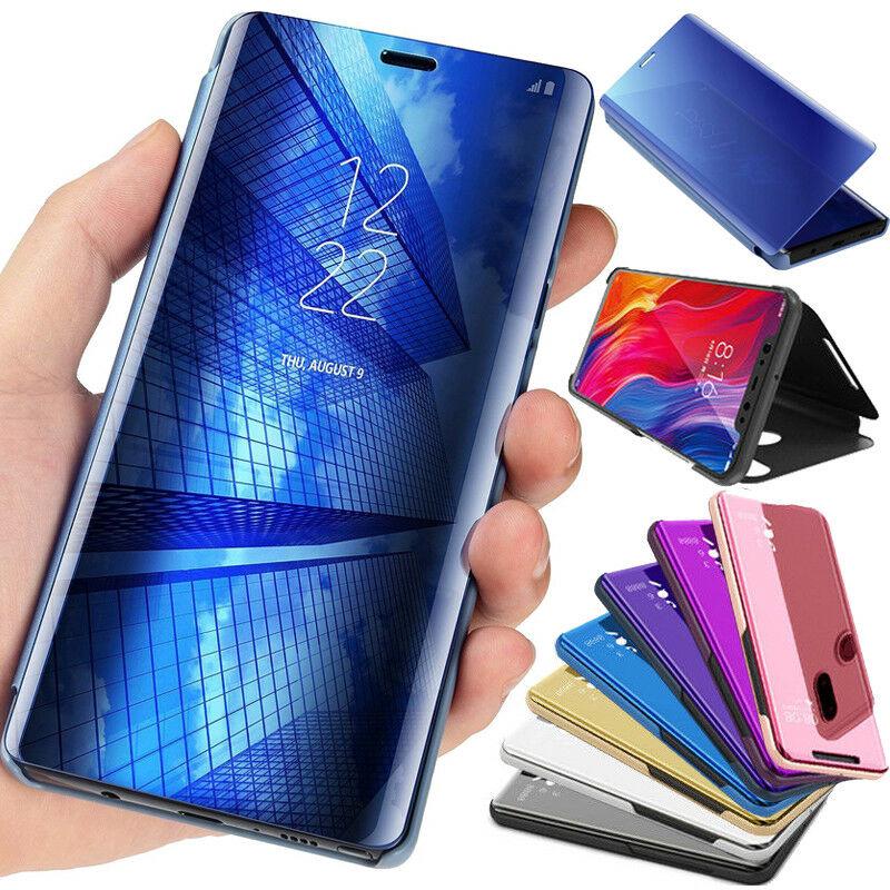 Ốp Gương Cho LG V40 V30 ThinQ Ốp Lưng Lật Đứng Gương Da Da PU Chống Sốc Chân Đế Lật Bao