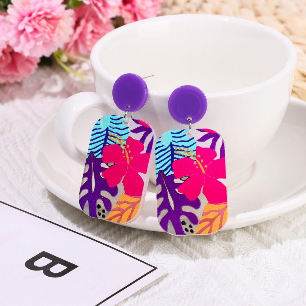 Bông Tai Dáng Dài Hình Hoa Bằng Acrylic Thanh Lịch