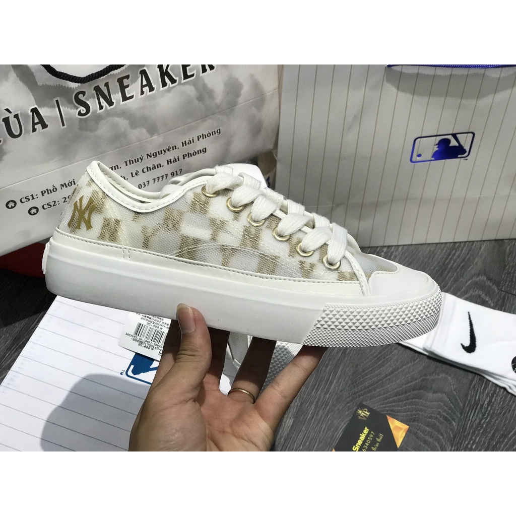 Siêu Phẩm Giày Thể Thảo Sneaker ML.B Play.ball mo.no me.sh New Yo.rk Yank.ees Trắng Vàng SIêu Xinh Cao Cấp +Tặng Tất