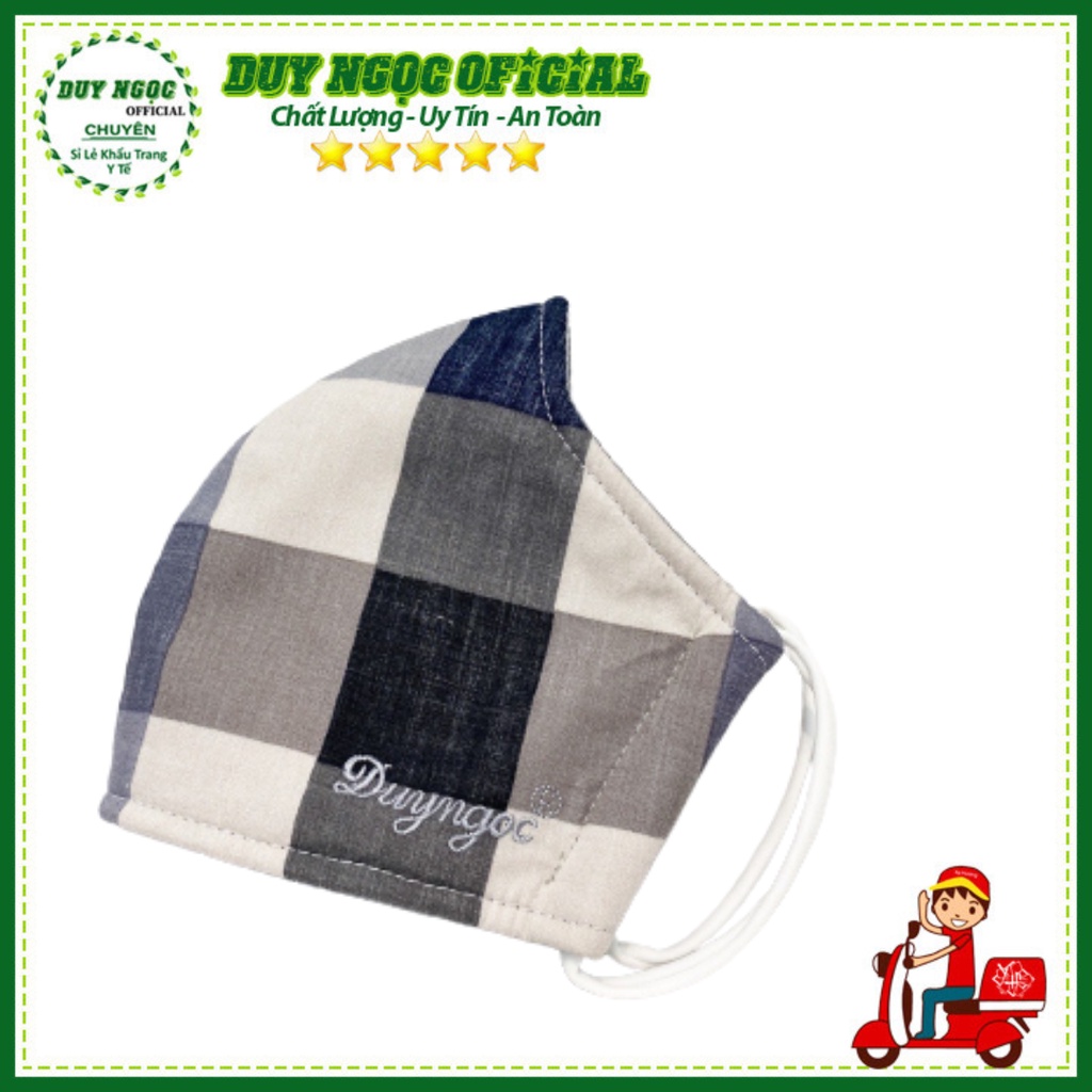 Khẩu Trang Vải Cotton 3 Lớp Duy Ngọc Truyền Thống Họa Tiết Caro Sọc Nhiều Màu Giúp Chống Tia Uv Bụi Bẩn ô Nhiễm Giọt Bắn