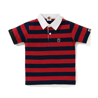 BAPE áo polo Tay Ngắn Họa Tiết Kẻ Sọc Chất Liệu Cotton Thời Trang Cho Bé