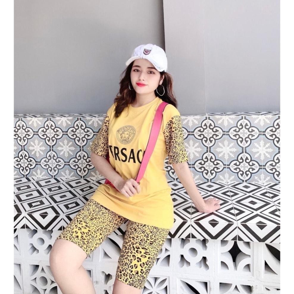 Đồ Bộ Nữ VER228 Đồ Bộ Mặc Nhà Chất Cotton 100% Co Dãn Đanh Mịn Quần Ngố Lửng In Hoa Văn Beo Size 40KG - 80KG | BigBuy360 - bigbuy360.vn