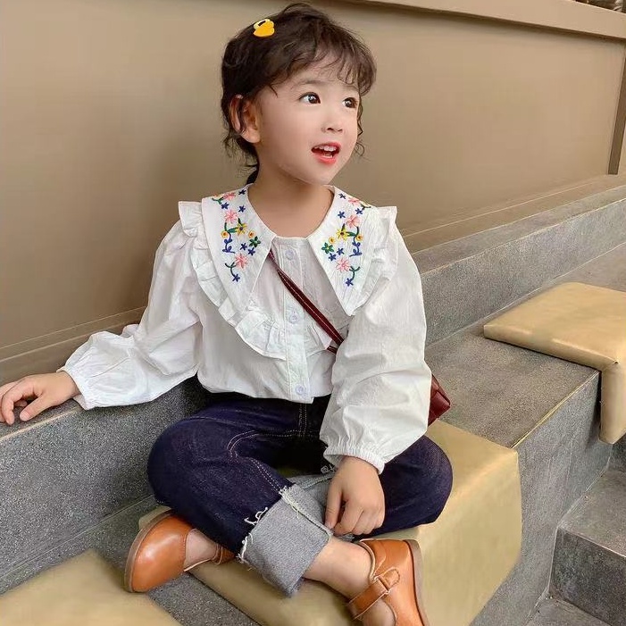 Áo Sơ Mi Nữ Tay Dài Thêu Hoa Màu Sắc