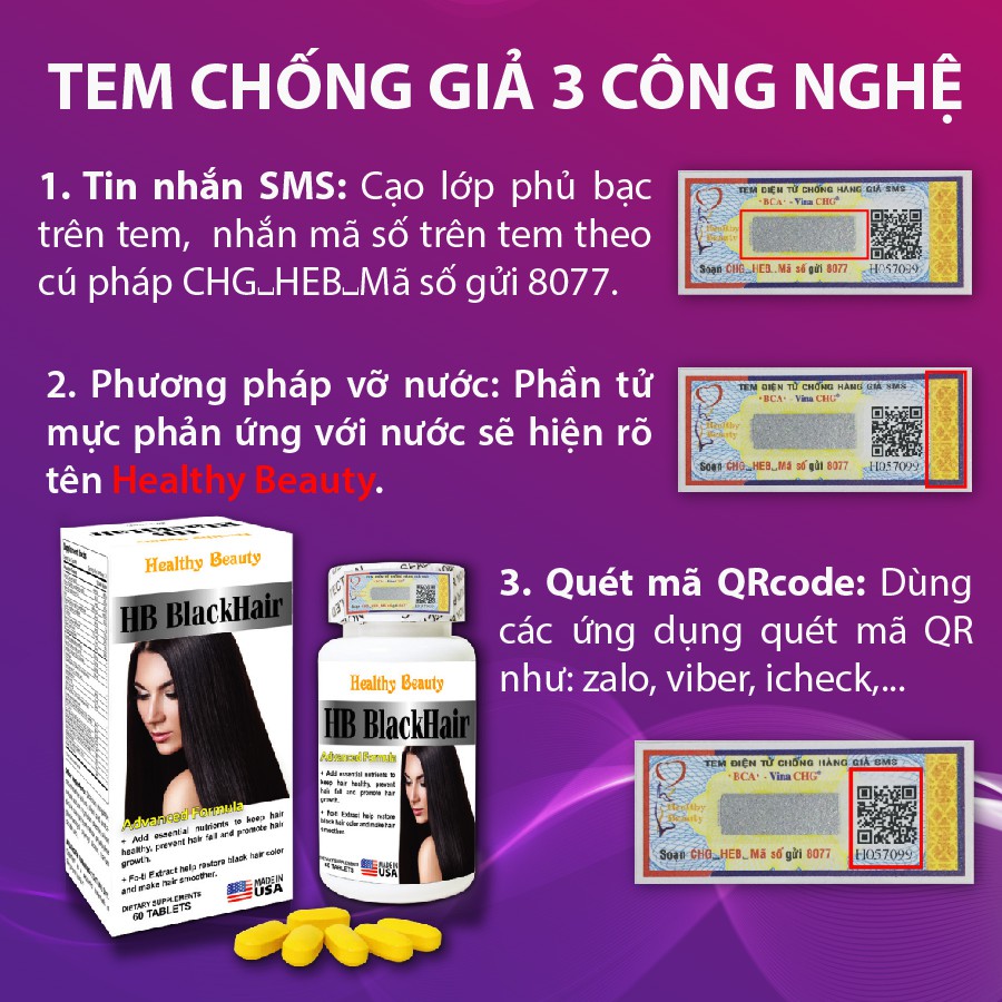 Viên Uống Giảm Gãy Rụng và Đen Tóc HB Black Hair Healthy Beauty