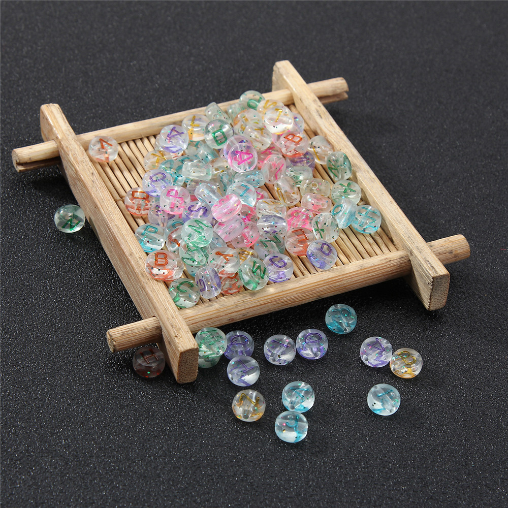 Set 100 Hạt Nhựa Acrylic Hình Chữ Cái Dùng Làm Trang Sức Thủ Công