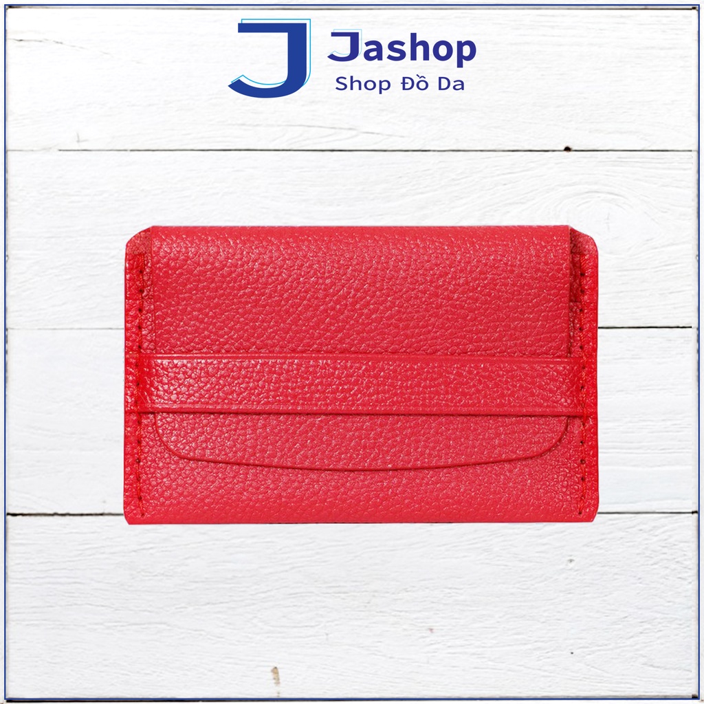 Ví mini đựng thẻ thông minh cao cấp da bò thật Jashop, card holder nam nữ nhỏ gọn