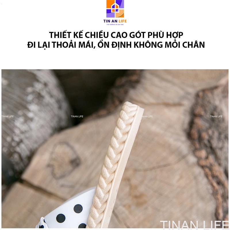 Dép Nữ Đi Biển Nơ Chấm Bi Êm Chân, Bám Sàn Không Trơn Trượt