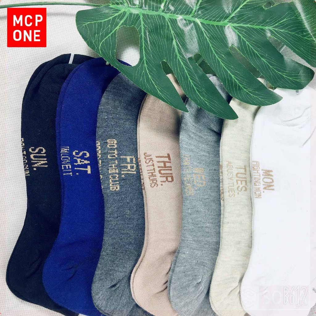 COMBO 7 đôi tất, Set Tất tuần 7 ngày 7 đôi, hàng cotton dày dặn tất trơn cổ ngắn cho nam MCP One(GIAO MÀU NGẪU NHIÊN)