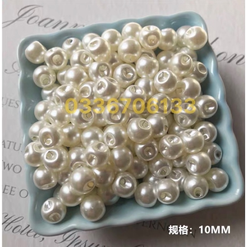 Nút bẹt nhựa ngọc trai, Size 10MM