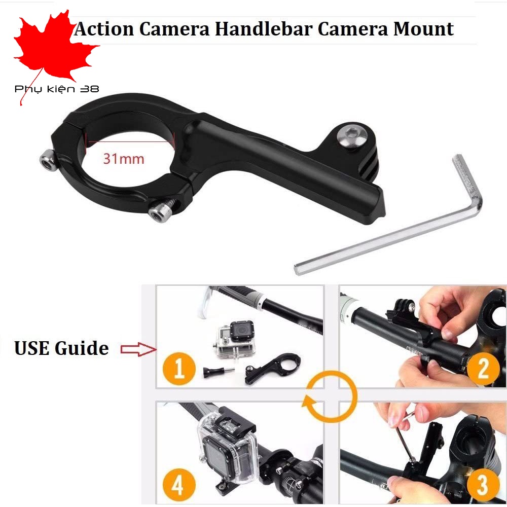 Kẹp Nhôm Ghi Đông Xe Đạp hình chữ d  Cho Sjcam, Gopro,...