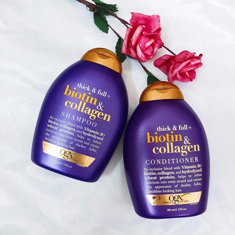 Bộ Gội Xả OGX Biotin & Collagen Làm Dày Tóc Biotin & Collagen Shampoo And Conditioner 2x385ml