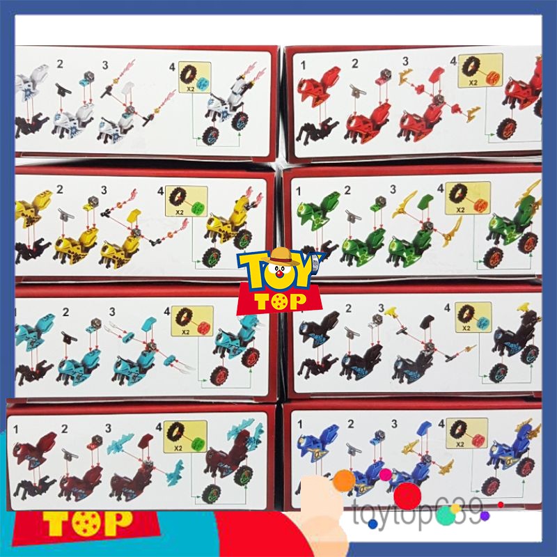 Đồ chơi Combo 8 mini ghép ninjago mini xếp hình ninja lái xe máy mô tô đua chiến đấu lắp ráp PRCK 61015