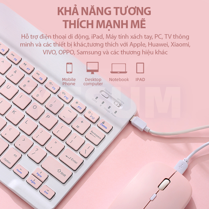 Bàn phím Bluetooth không dây 10 inch/ chuột không dây trọng lượng nhẹ cho điện thoại / iPad nhiều màu sắc tùy chọn | BigBuy360 - bigbuy360.vn