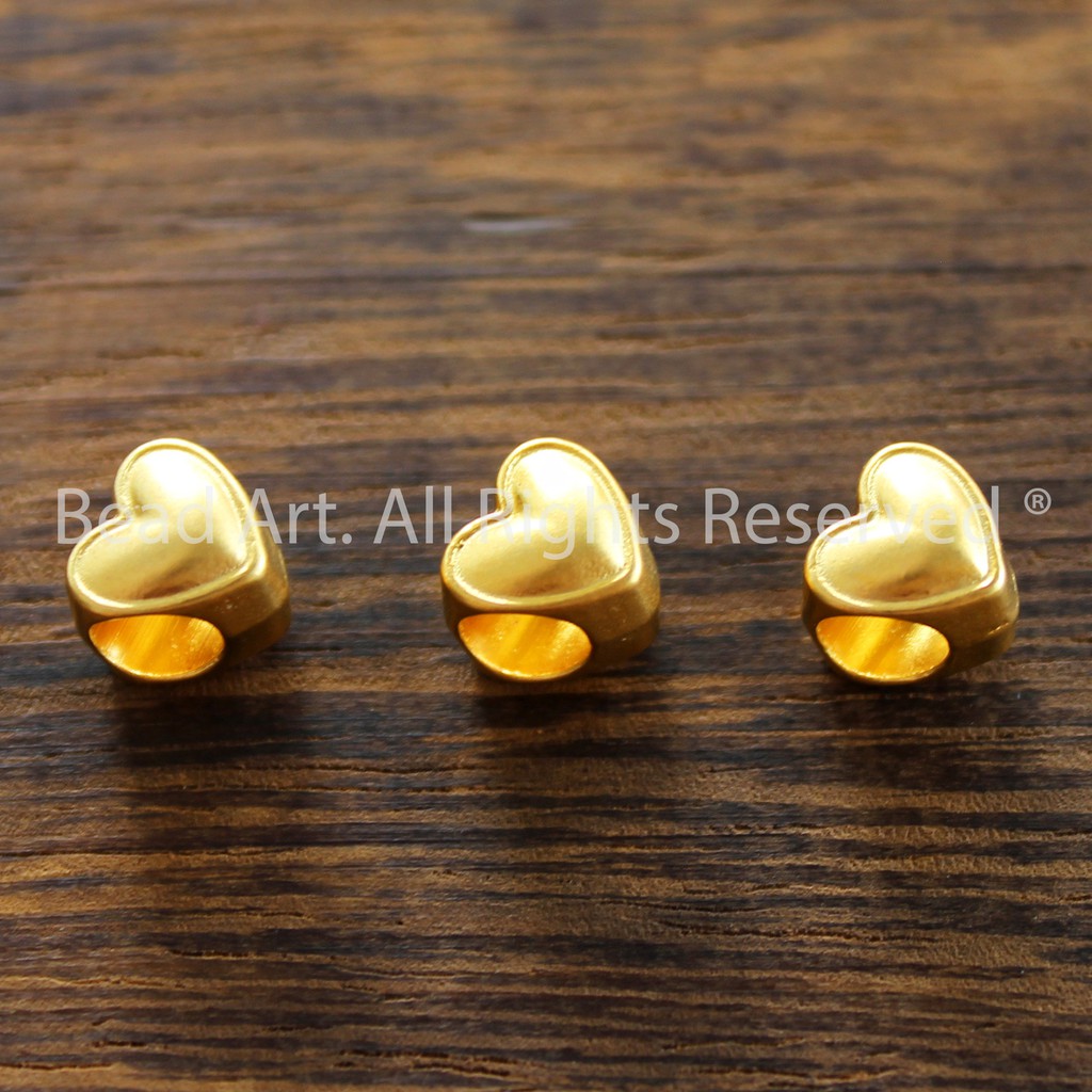 Charm Trái Tim Trơn 8x8MM Mạ Vàng Thủ Công Thổ Nhĩ Kỳ (Turkey), Phối Vòng Tay, Chuỗi Hạt, Trang Sức Phong Thuỷ S40