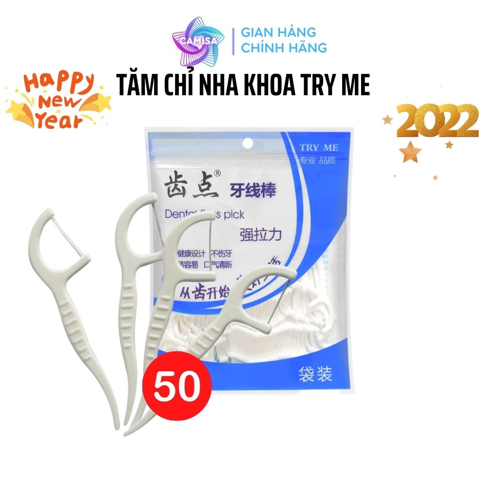 Tăm Chỉ Nha Khoa Try Me Gói 50 Chiếc Chăm Sóc Vệ Sinh Răng Miệng ANVIHOM