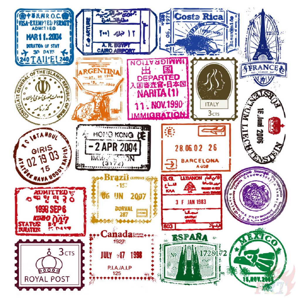 ❉ Retro Vintage Stamps Series 01 Transparent Stickers ❉ 50Pcs/Set DIY Fashion Waterproof Decals Doodle Stickers