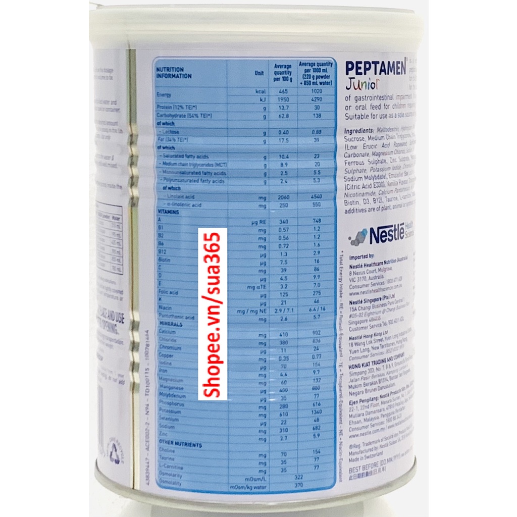 Sữa Peptamen Junior hộp 400gr - Date Luôn Mới