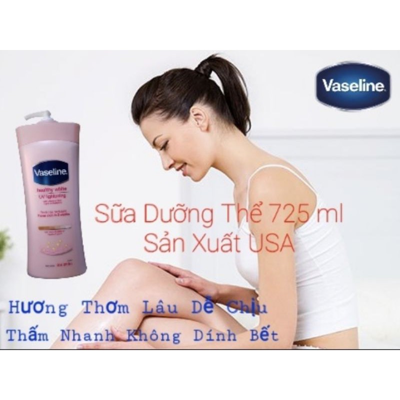 Sữa Dưỡng Thể Vaseline Healthy White UV Lightening Body Lotion 725 ml Hương Thơm Lâu Dễ Chịu Của Mỹ