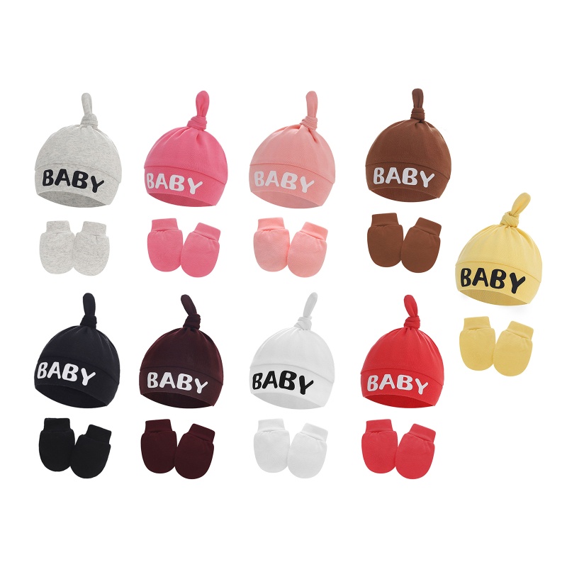 Bộ 2 Găng Tay Và Mũ Cotton Chống Trầy Xước Cho Bé Sơ Sinh