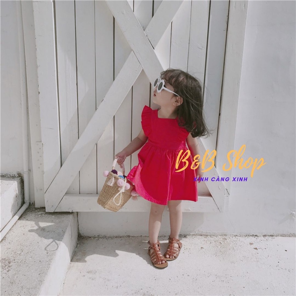 Đầm Trẻ Em Bèo Vai Cổ V  Thân Sau Váy Bé Gái Sát Nách Cực Xinh Hàng Chuẩn Cao Cấp  Bao Đổi Trả Mua Hàng Được Tặng Quà