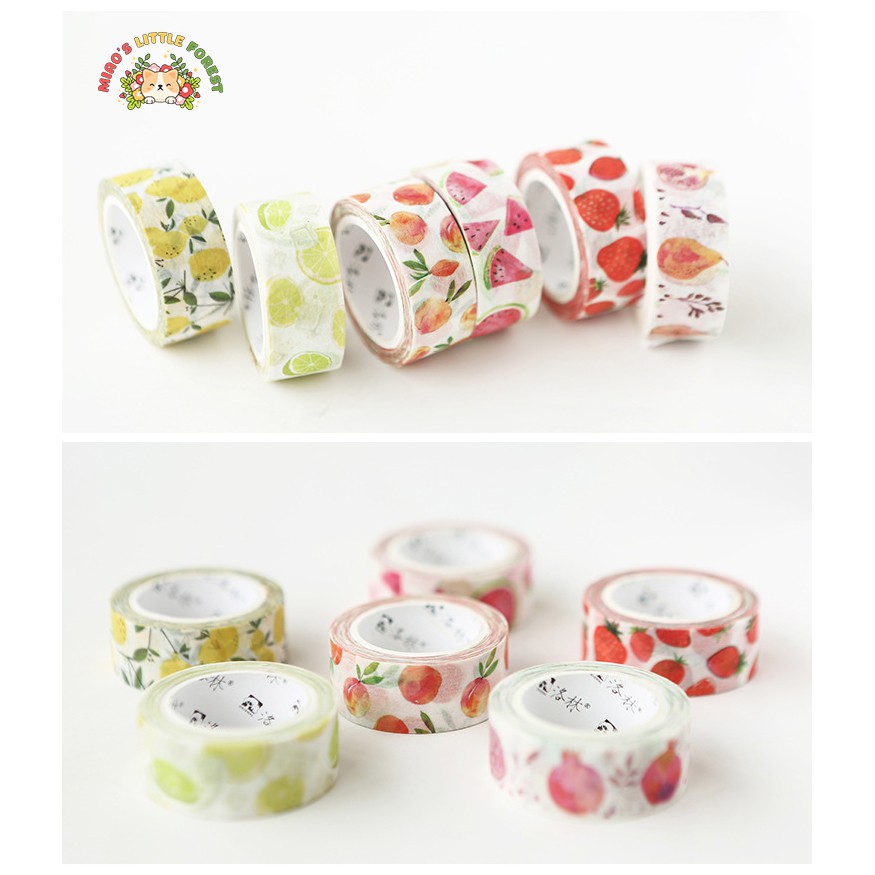 Washi tape trái cây MIAO'S LITTLE FOREST băng dính giấy dễ thương chủ đề summer fruit trang trí sổ tay bujo MWT210