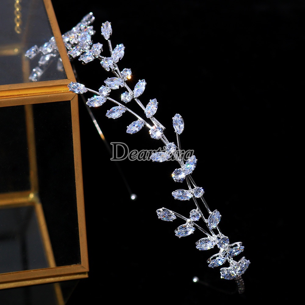 Băng Đô Cài Tóc Đính Đá Pha Lê Thiết Kế Đơn Giản Sang Trọng Cho Cô Dâu