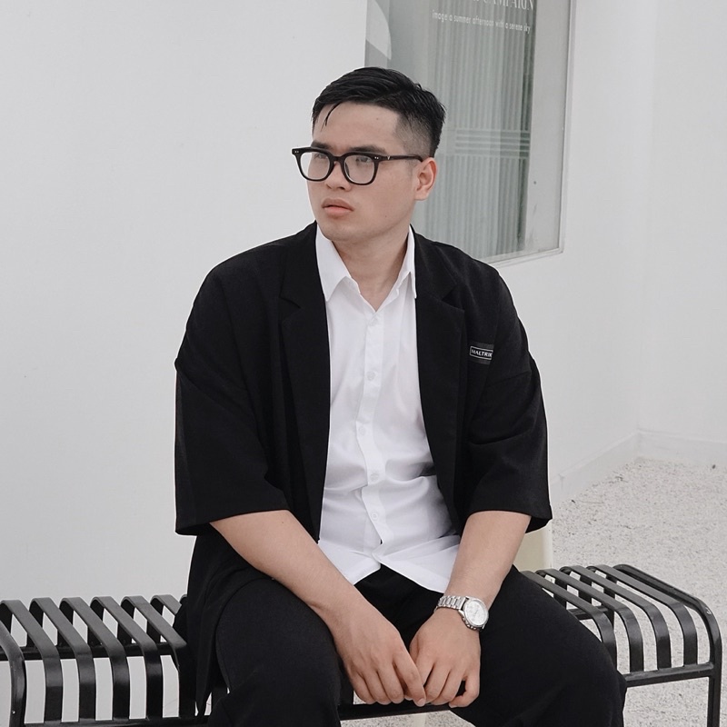 Áo khoác blazer tay lỡ nam bigsize áo vest form rộng vải tuyết mưa cao cấp có size lớn cho người béo đến 120kg