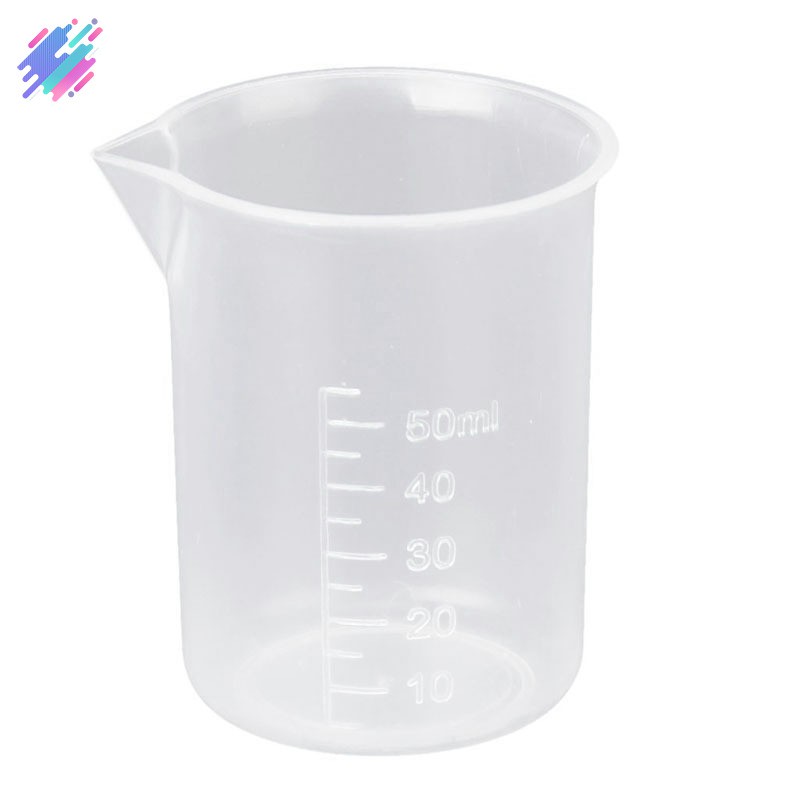 Cốc đo lường 50ml chất liệu nhựa bền bỉ tiện dụng dùng cho trường học/phòng thí nghiệm